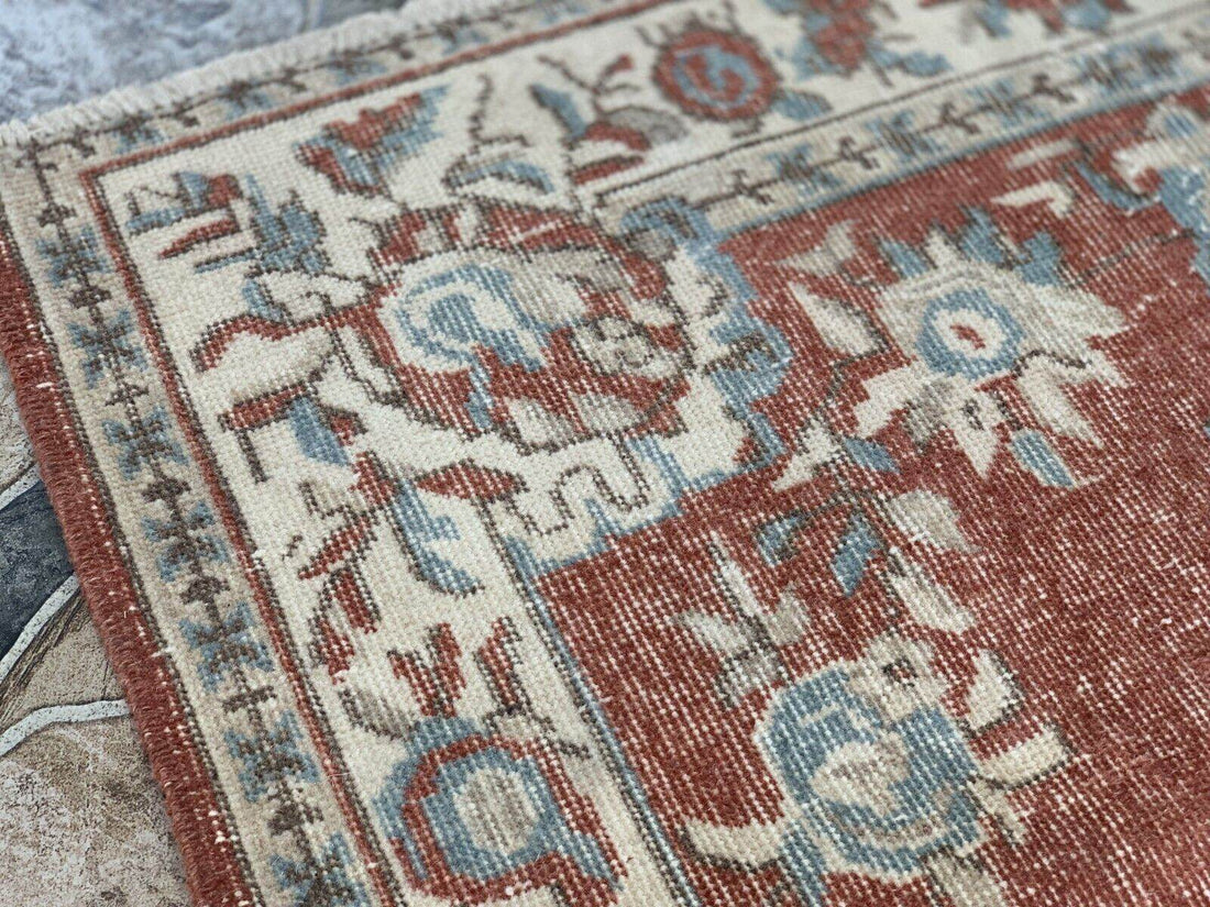 Turkish Vintage Geometric Rug,Farmhouse Vintage Anatolian Village Rug 3.9x6.9 ft