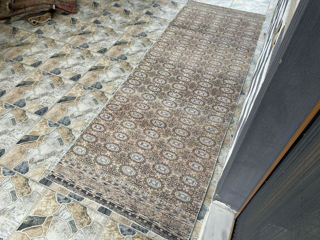 Vintage Oushak Farmhouse Rug, Turkish Anatolian Handknotted Wool Runner 3x9 ft