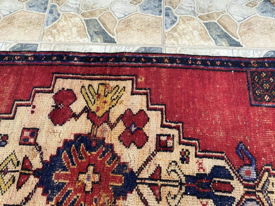 Vintage Turkish Anatolian Rug | 3 x 7.15 ft | Farmhouse Hand-Knotted Wool Carpet