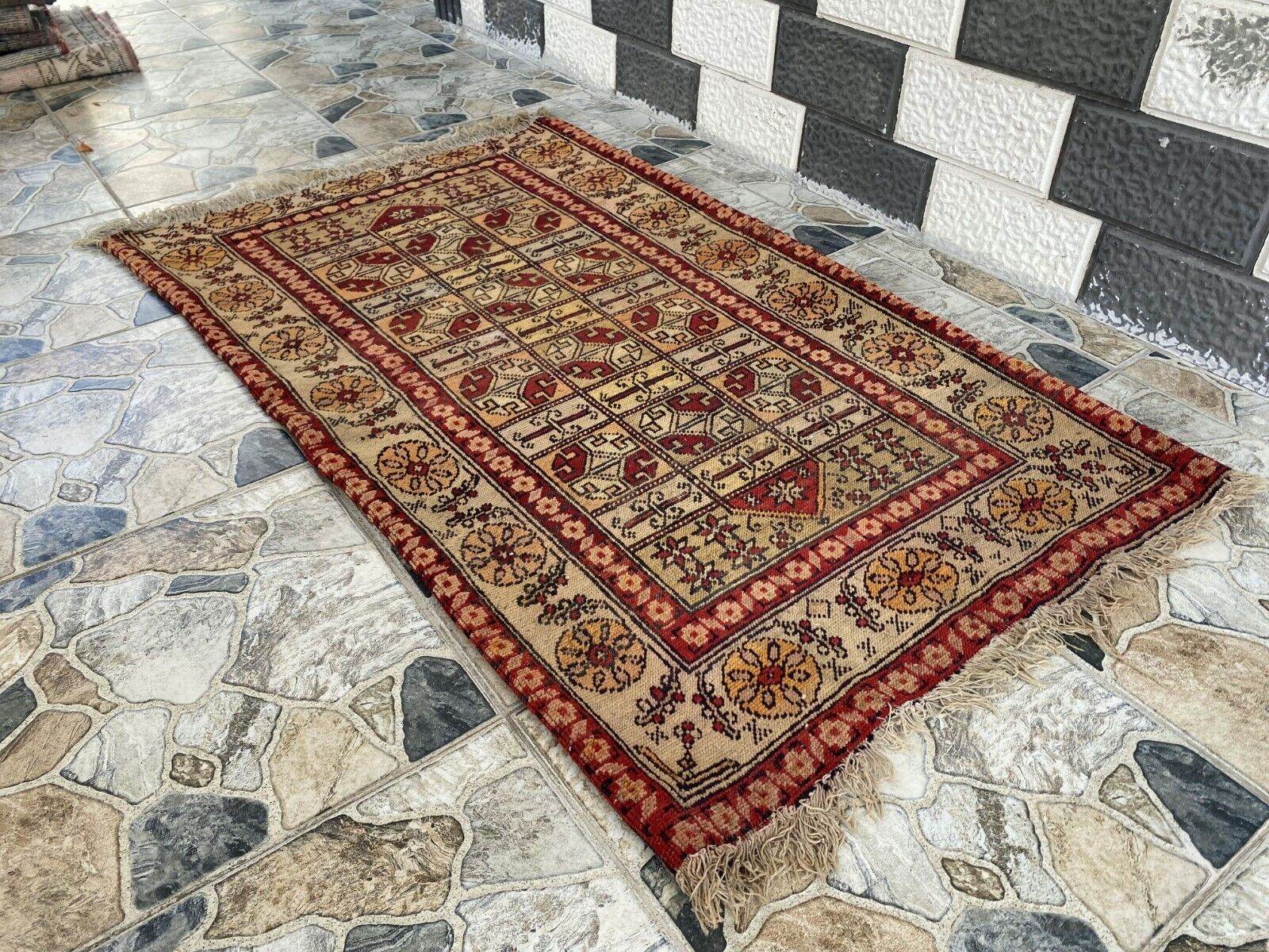 Pre 1920’s ANTIQUE ARMENIAN AREA RUG GEOMETRIC TRIBAL FARMHOUSE VINTAGE CARPET