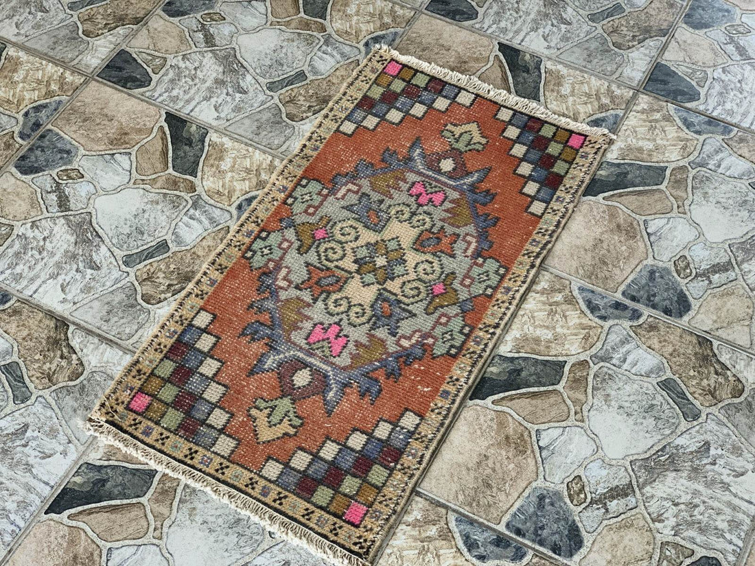 Geometric Turkish Vintage Rug * Tribal Farmhouse Anatolian HandmadeRug 1.6x2.8Ft