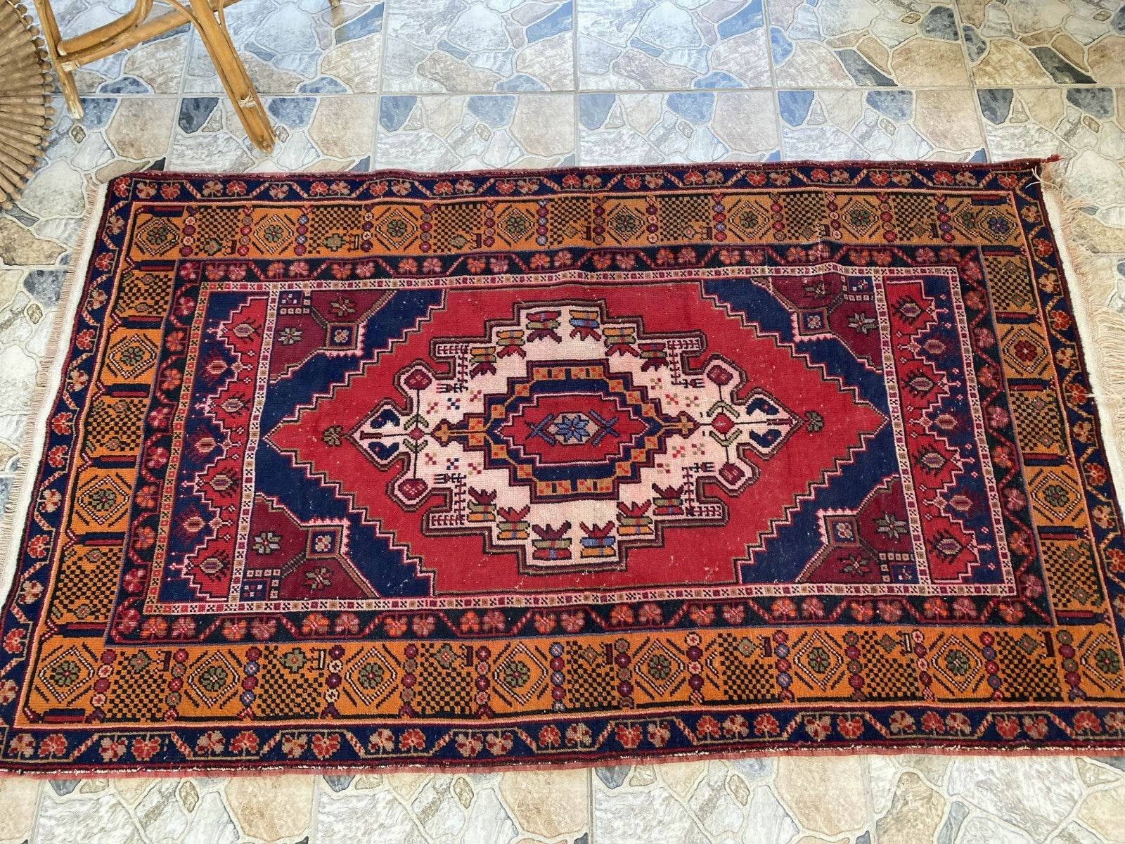 Vintage Turkish Oushak Rug | Hand-Knotted Wool Anatolian Tribal Carpet 4 x 6 ft