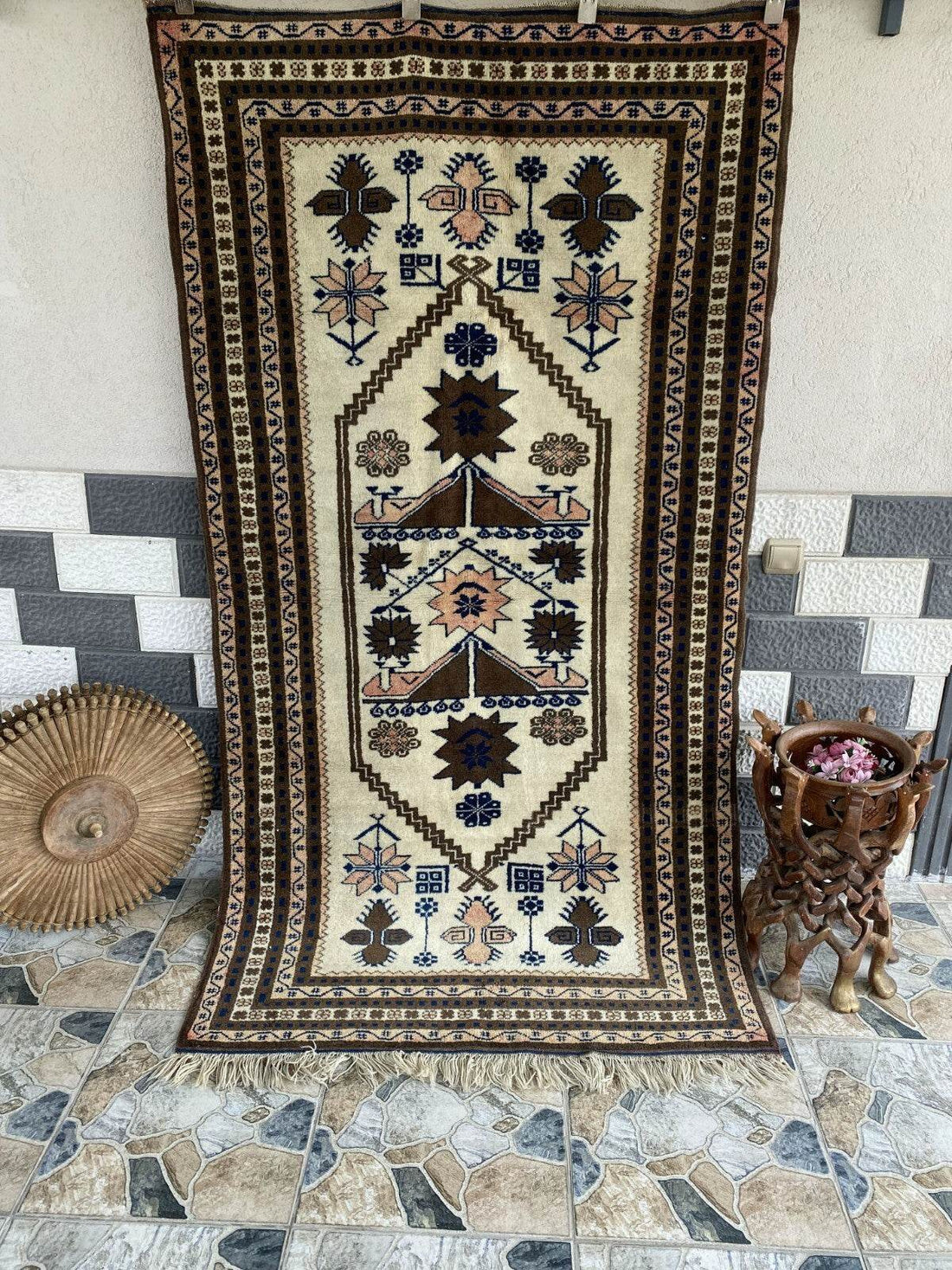 Vintage Turkish Oushak Rug, 4 x 7 ft Handmade Wool Antique Tribal Area Rug
