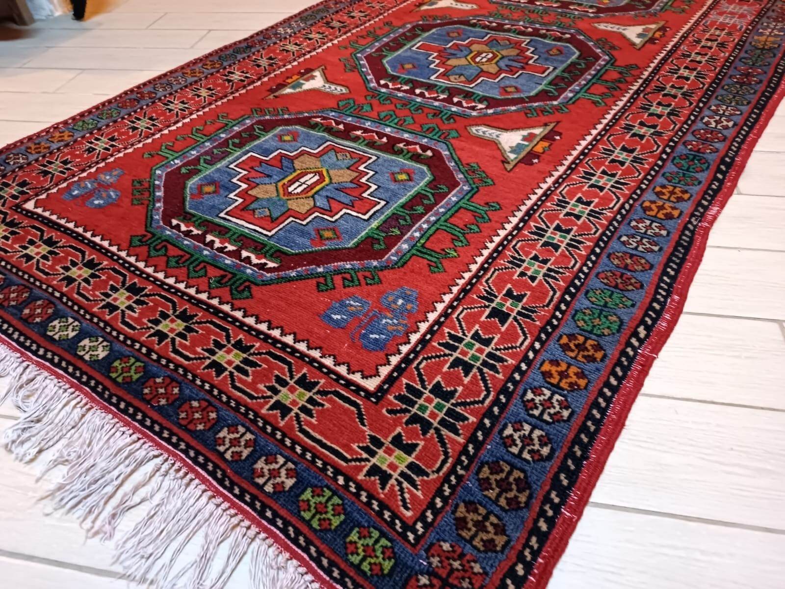 Vintage Caucasian Rug | 4.43 x 7.74 ft | Tribal Handmade Wool Farmhouse Carpet