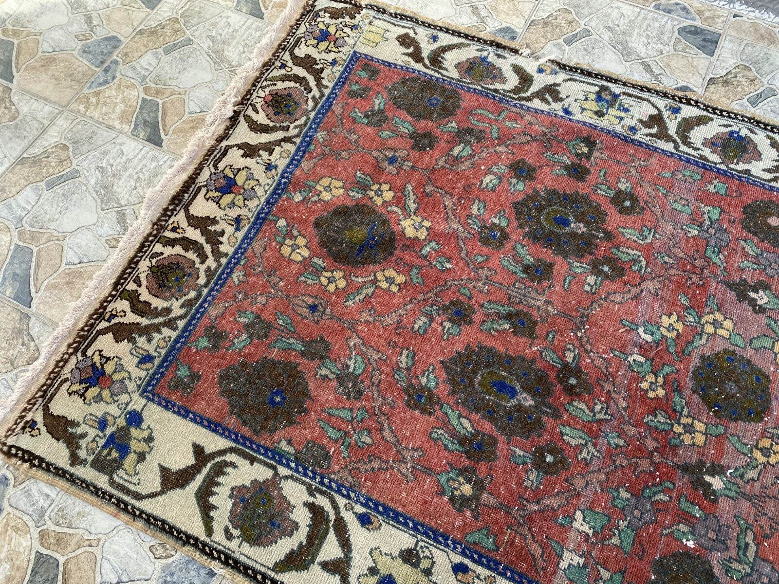 Vintage Turkish Rug | Tribal Handmade Wool Farmhouse Antique Area Aesthetic Rugs