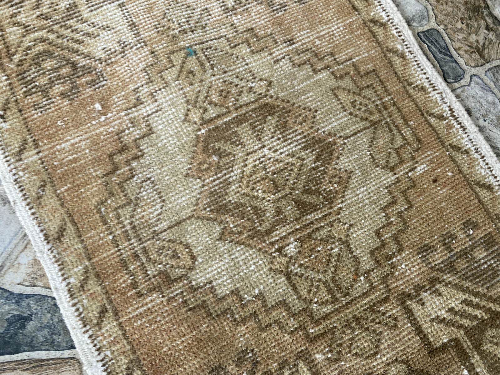 Vintage Turkish Oushak Rug | Pre-1970s Anatolian Farmhouse Carpet Geometric Rug