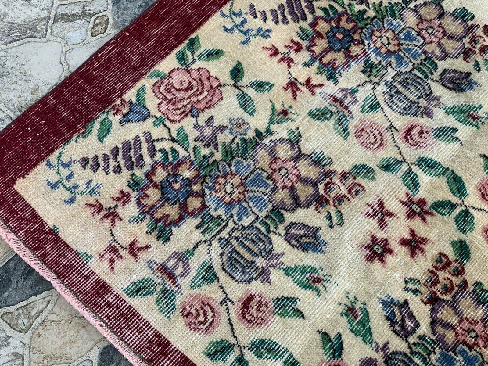 Vintage Turkish Rug | Oushak Handmade Wool Farmhouse Carpet Antique 3.3 x 5.2 ft