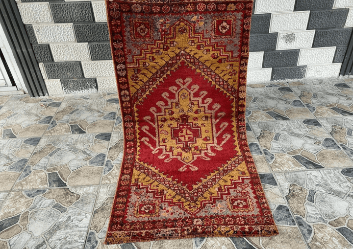 Handmade Turkish Vintage Rug | 1970s Wool Tribal Farmhouse Antique Small Carpet