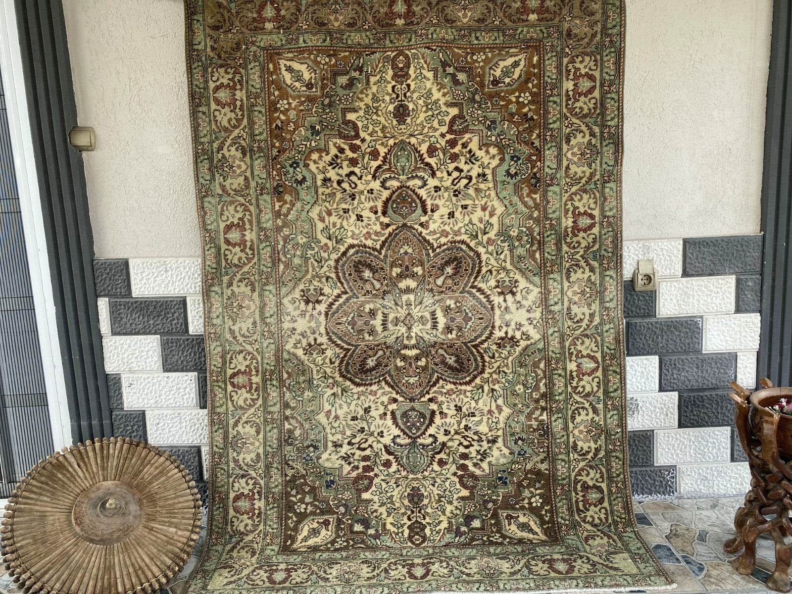 Vintage Turkish Rug,Geometric Farmhouse Antique Anatolian Village Rug 4.8x7.2 Ft
