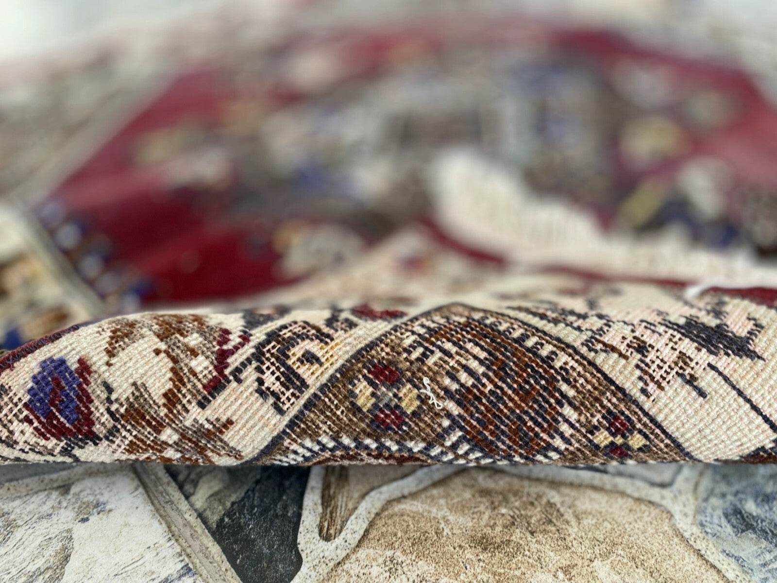 Vintage Turkish Rug | Tribal Handmade Wool Antique Farmhouse Carpet 2.8x2.6 ft