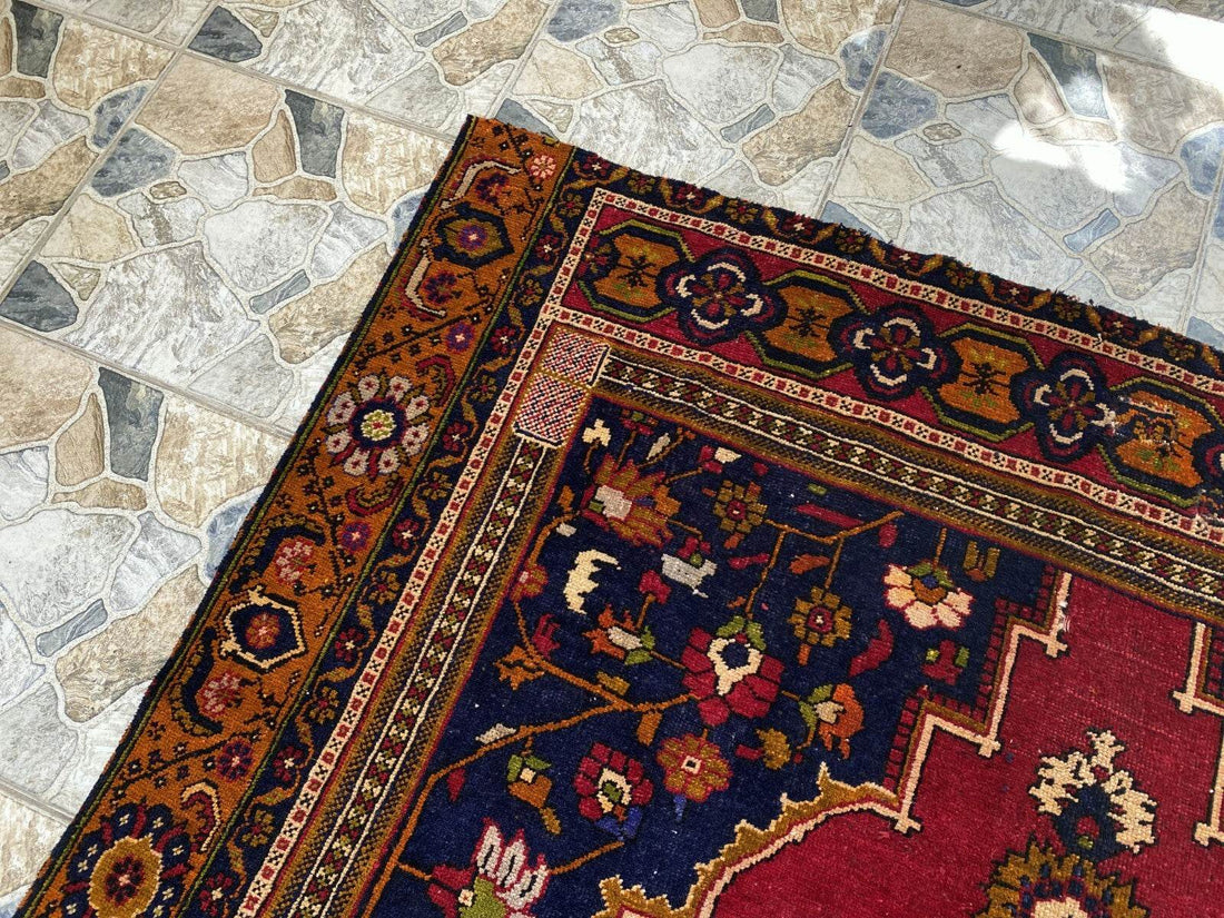 Handmade Turkish Vintage Rug 6x10 1970s Tribal Wool Farmhouse Antique Large Area