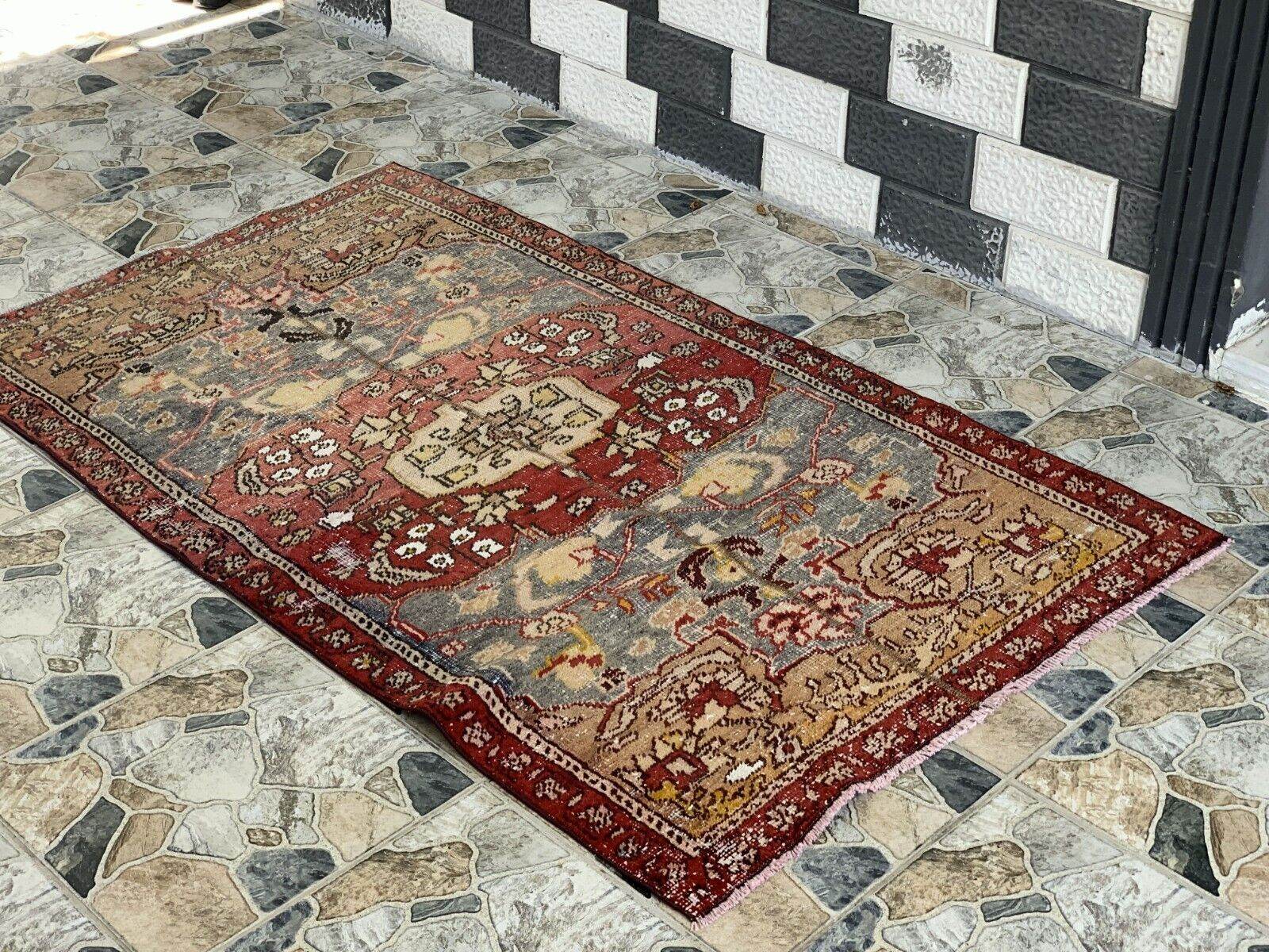 Vintage Armenian Tribal Rug | 3x6 ft | Antique Kurdish Wool Handmade Area Rug