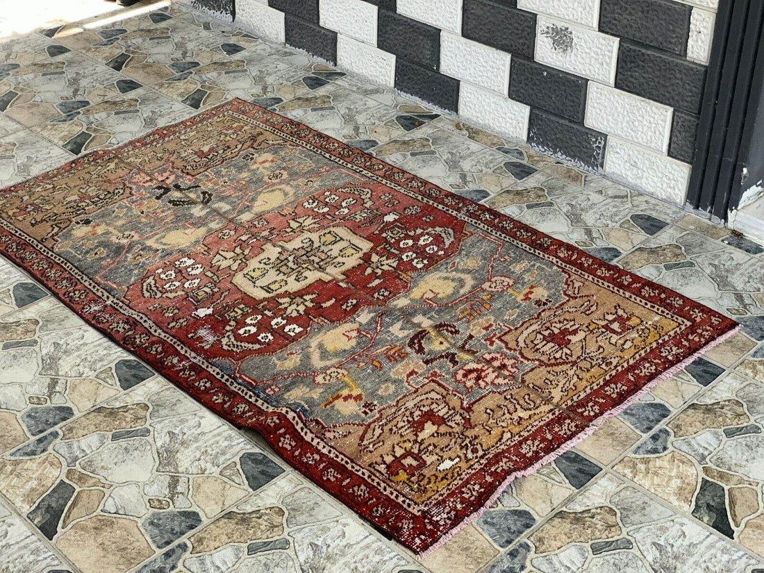 Vintage Armenian Tribal Rug | 3x6 ft | Antique Kurdish Wool Handmade Area Rug