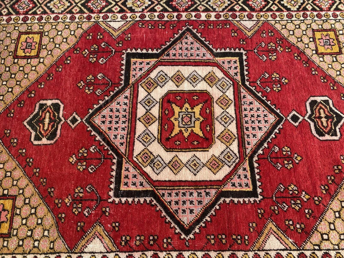 Vintage Rug | Wool Area Antique Farmhouse Anatolian Handmade Turkish Rug 4x6ft
