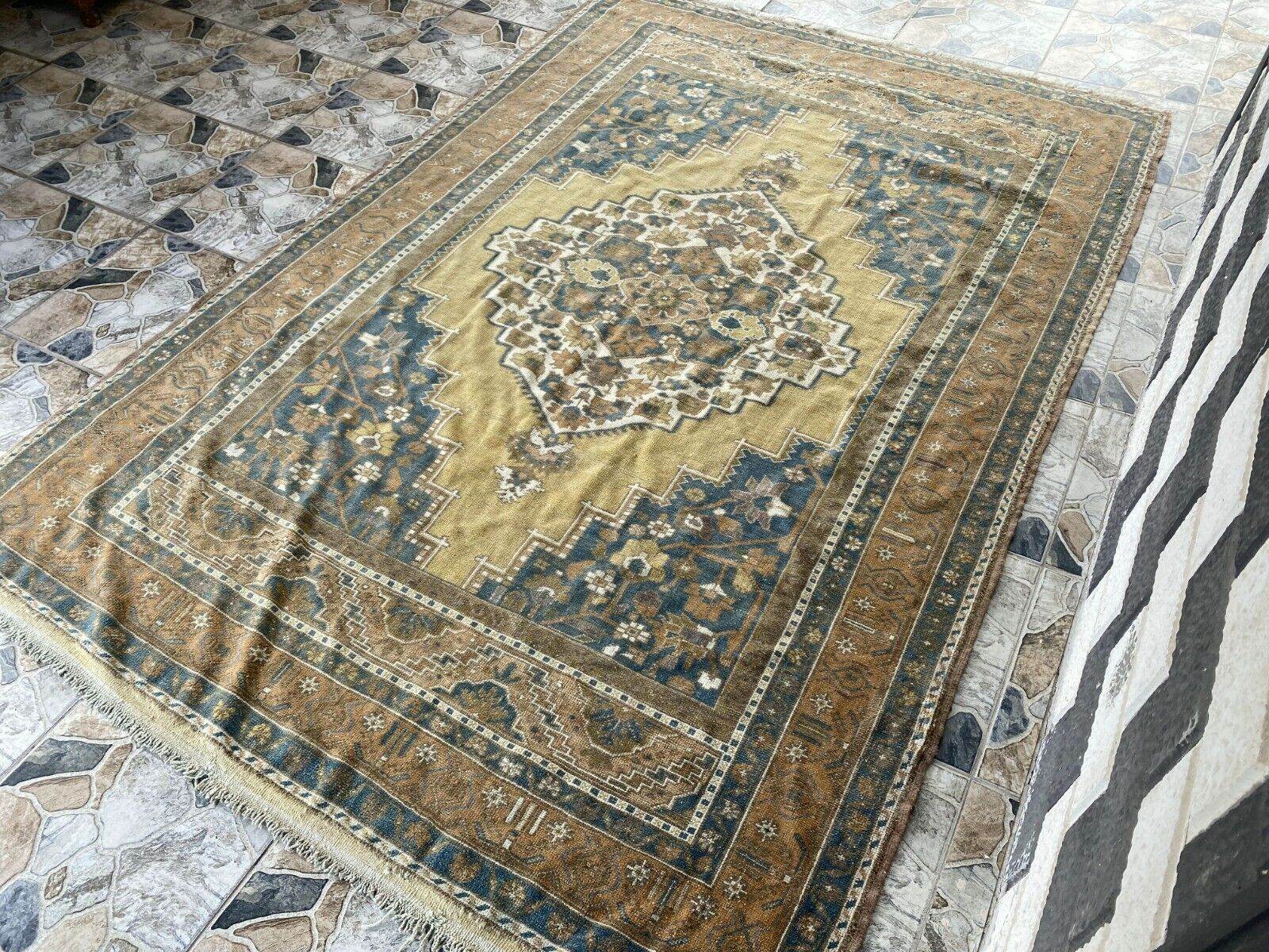 Vintage Turkish Oushak Rug | Anatolian Antique Taspinar Hand-Knotted Wool 1960s 6x8 ft