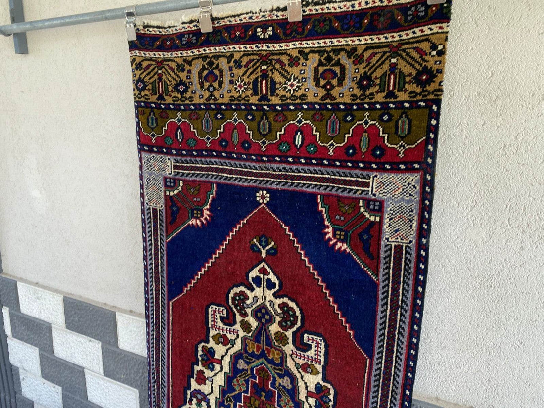 Vintage Turkish Runner Rug | 2.7 x 7.5 ft Hand-Knotted Wool Antique Hallway Rug