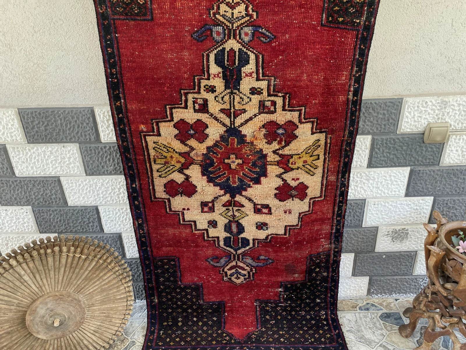 Vintage Turkish Anatolian Rug | 3 x 7.15 ft | Farmhouse Hand-Knotted Wool Carpet