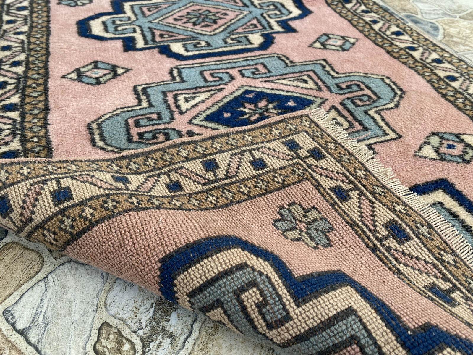 Vintage Rug | Farmhouse Antique Wool Anatolian Runner Handmade Turkish 2.7x6.3ft