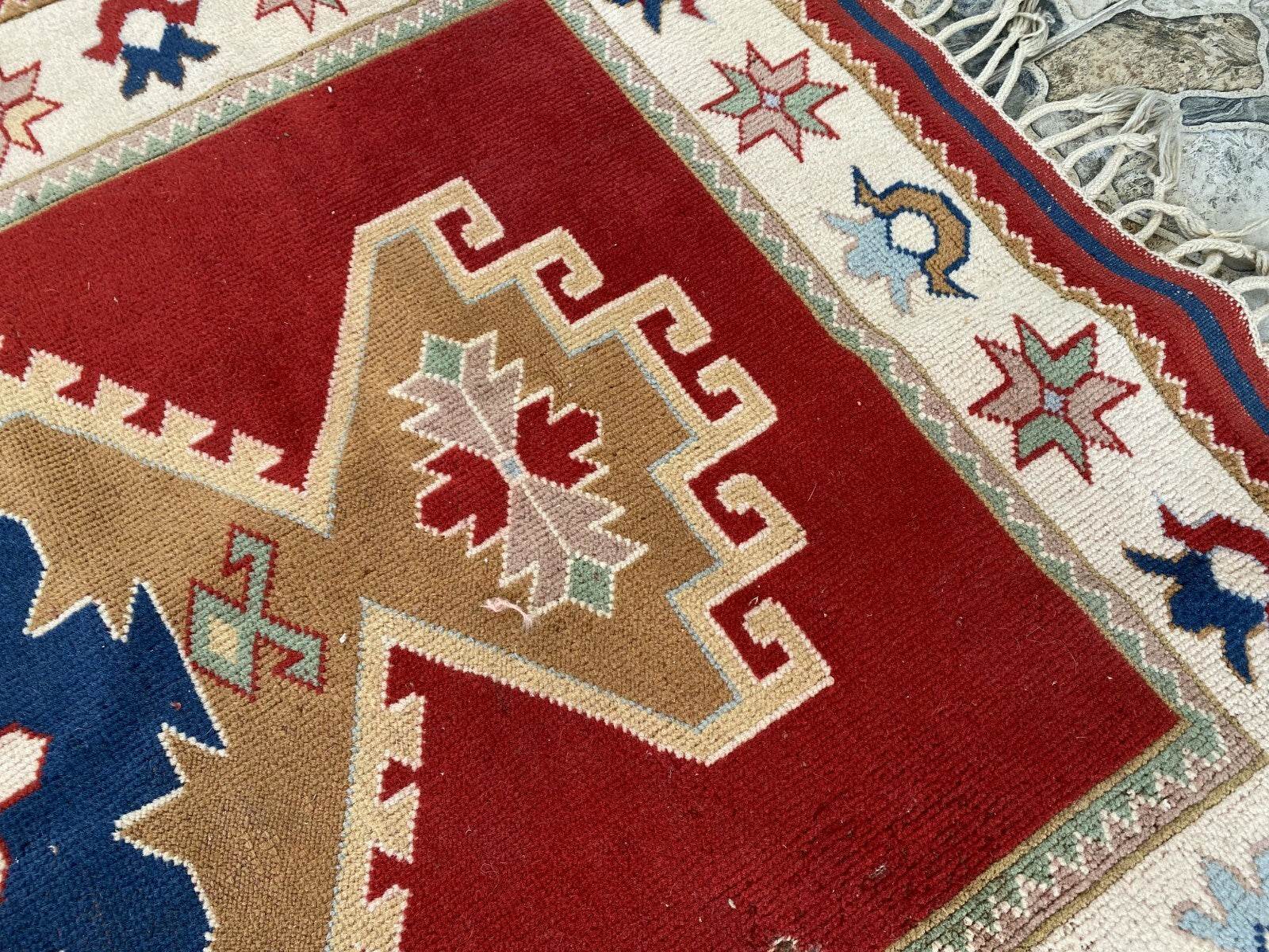 Geometric Turkish Vintage Rug,Farmhouse Handmade Anatolian Village Rug 4.2x6.2ft