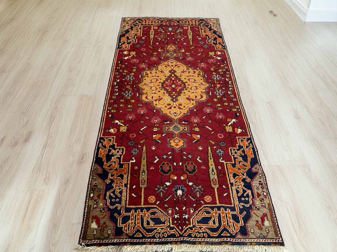 Vintage Turkish Runner Rug | 3.2 x 7.0 ft | Traditional Geometric Runner