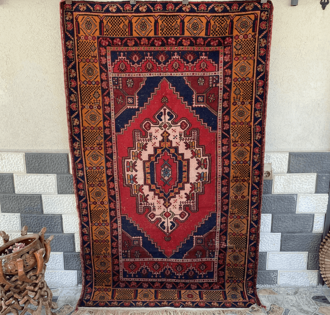 Vintage Turkish Oushak Rug | Hand-Knotted Wool Anatolian Tribal Carpet 4 x 6 ft