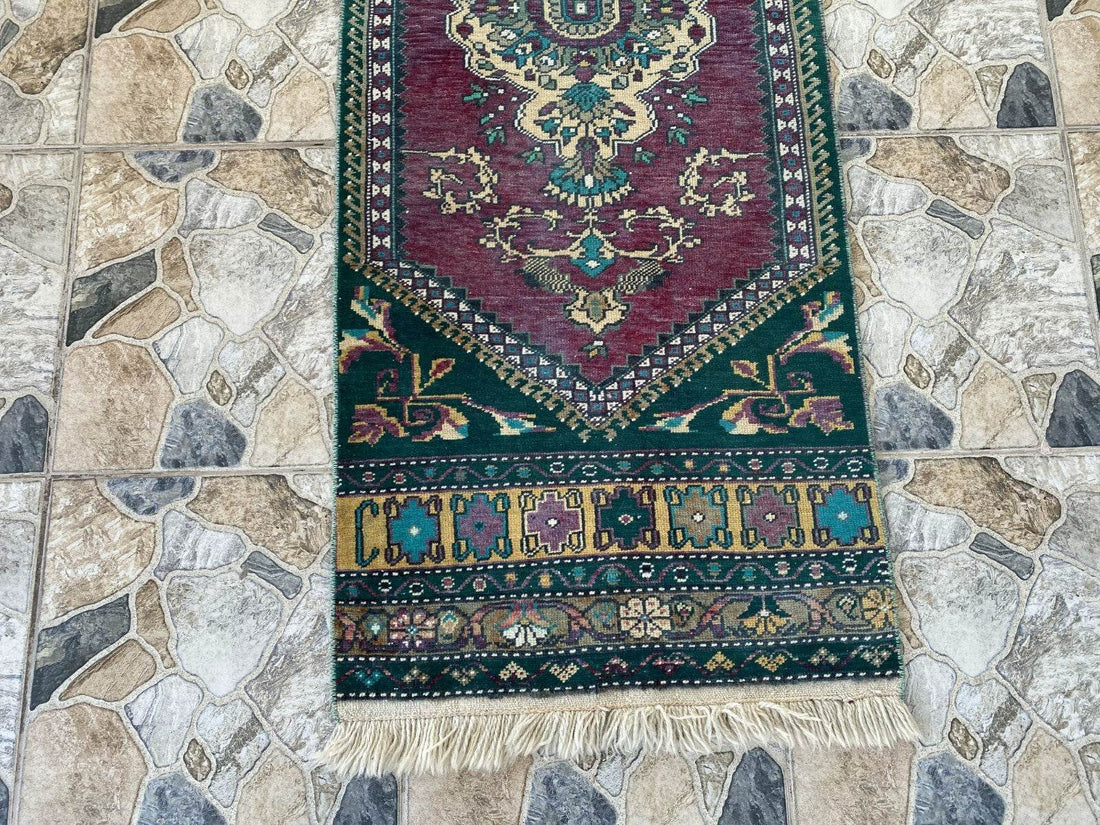 Handmade Turkish Vintage Rug | 1960s Tribal Wool Farmhouse Antique Runner Carpet