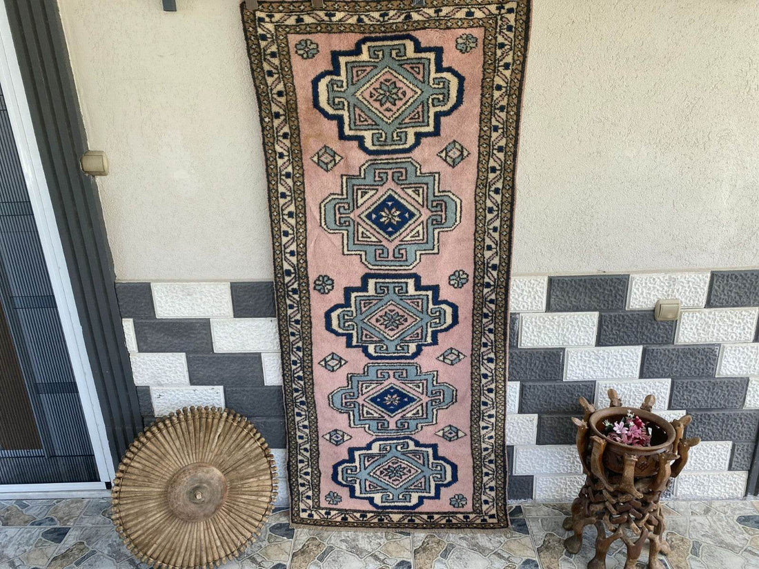 Vintage Rug | Farmhouse Antique Wool Anatolian Runner Handmade Turkish 2.7x6.3ft