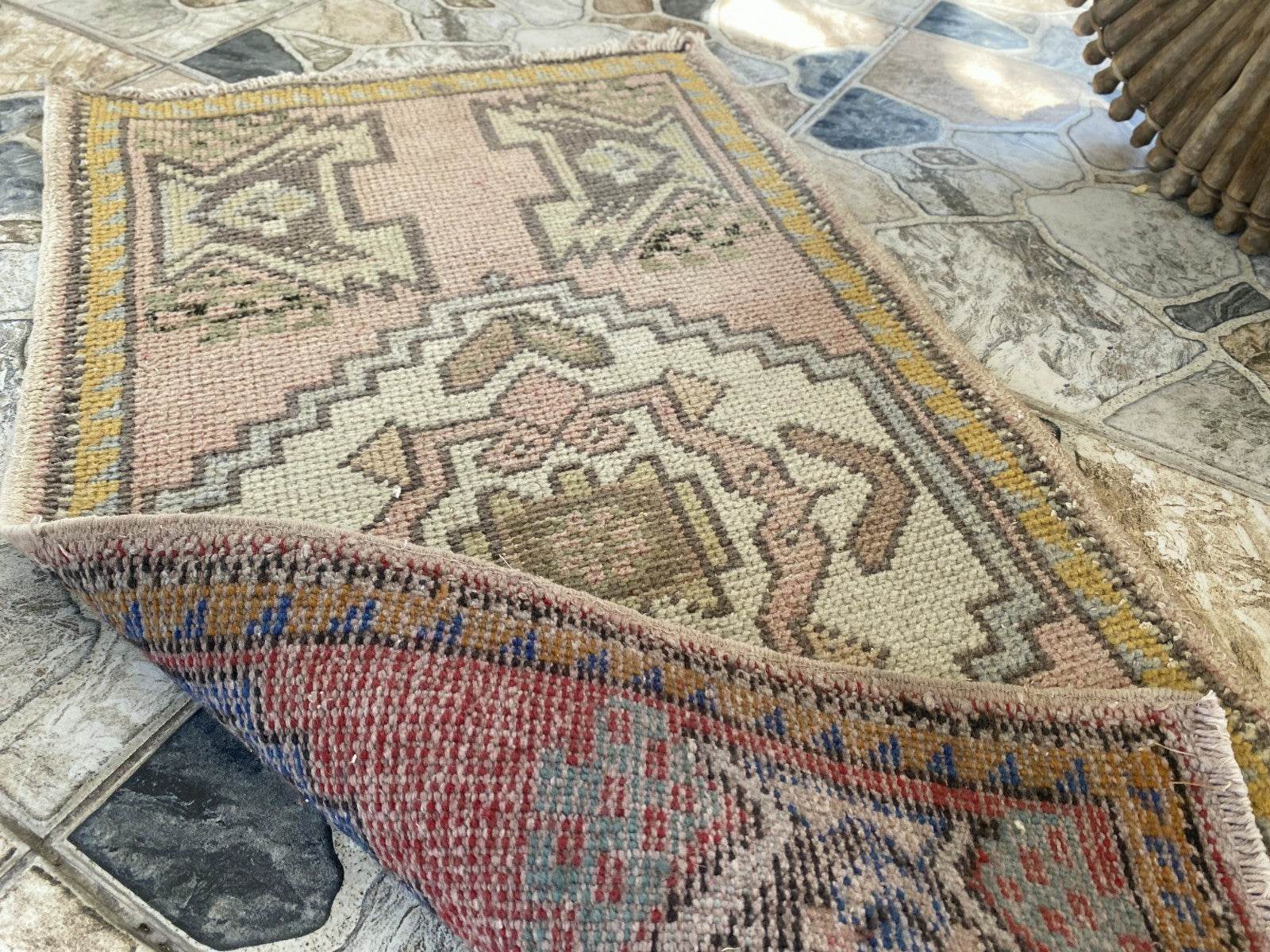 Handmade Turkish Vintage Rug | 1980s Tribal Wool Farmhouse Antique Small Carpet