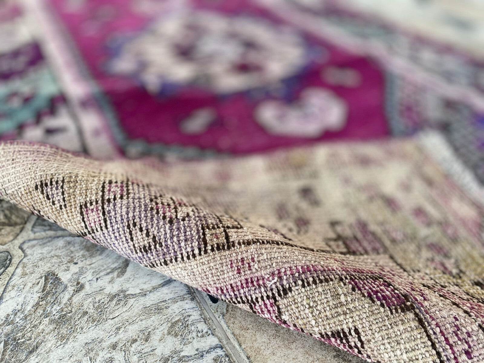 Geometric Turkish Vintage Rug,Farmhouse Handmade Anatolian Runner Rug 2.9x9.4 ft