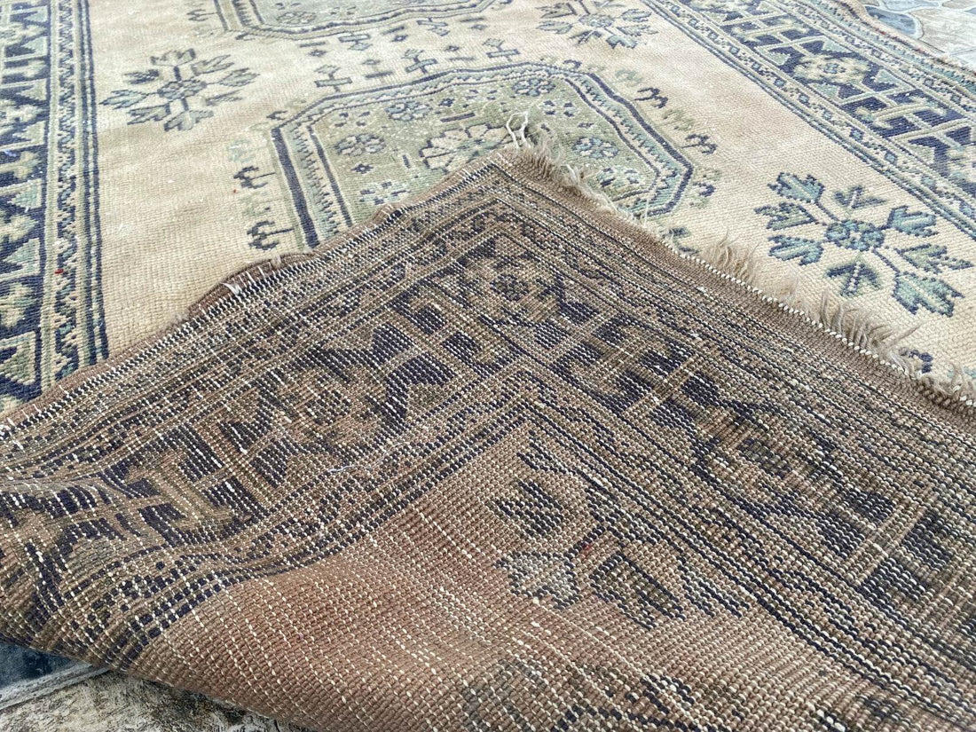 Vintage Turkish Oushak Runner | 4.33 x 9.18 ft | Hand-Knotted Wool Farmhouse Rug