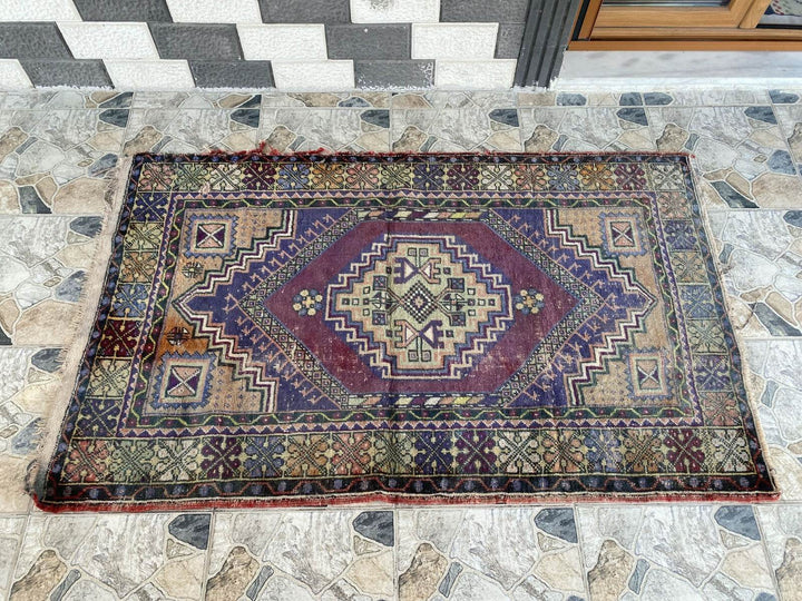 Handmade Turkish Vintage Rug | 1970s Tribal Wool Farmhouse Antique Area Carpet