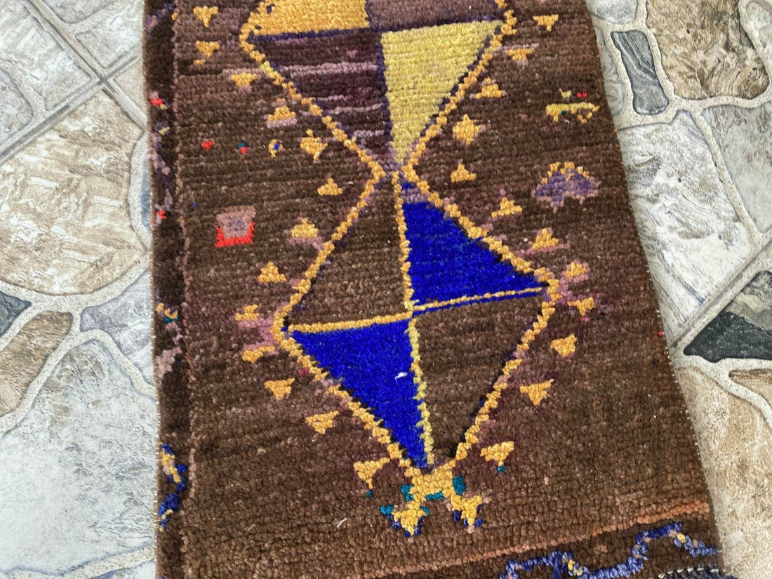 Vintage 1.2x2.5 ft Turkish Mini Rug | Hand-Knotted Wool Accent Mat Deep Red Rug