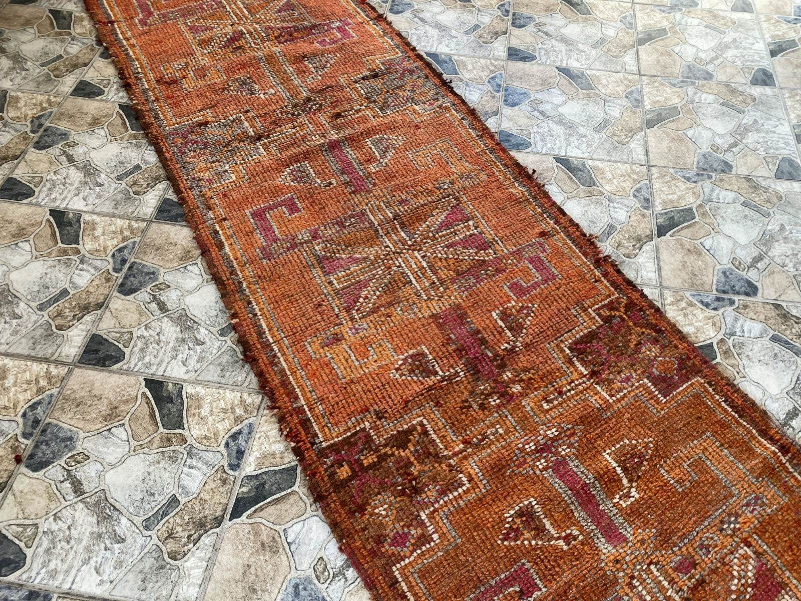 Vintage Kurdish Rug | Tribal Hand-knotted Wool Farmhouse Herki Antique 3 x 11 ft