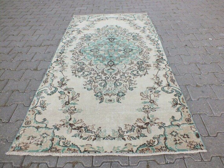 3X6FT VINTAGE WOOL RUG AREA FARMHOUSE TURKISH TRIBAL ORIENTAL OUSHAK Geometric