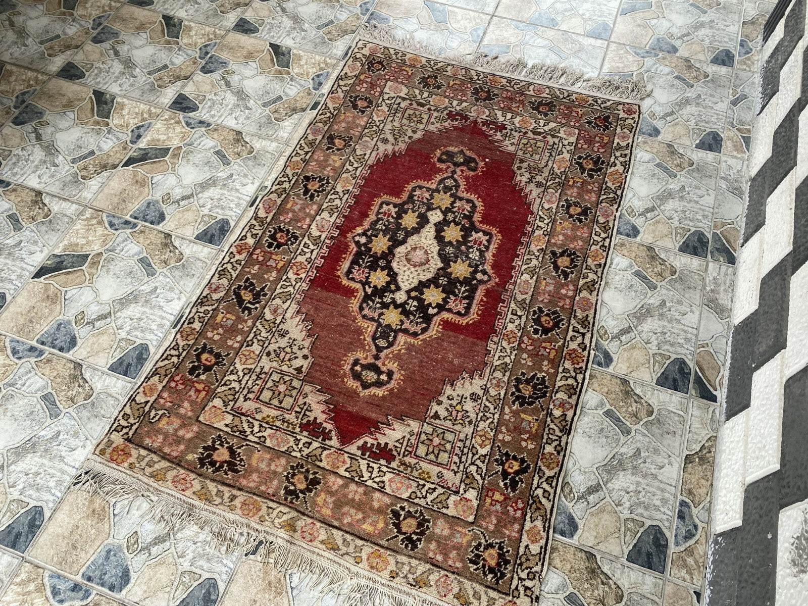 Pre 1930’s ANTIQUE ARMENIAN AREA RUG TRIBAL FARMHOUSE VINTAGE GEOMETRIC CARPET