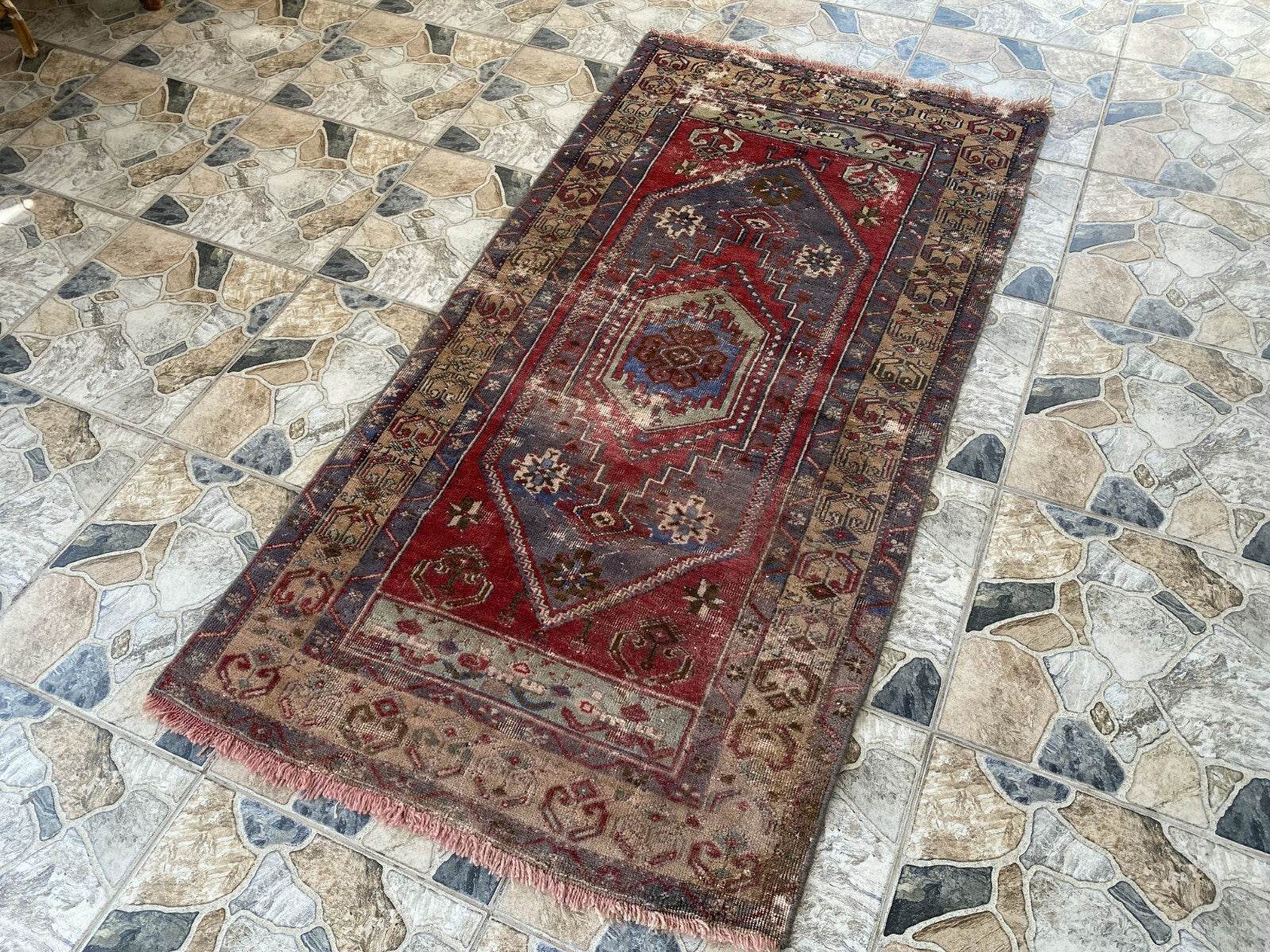 Vintage Turkish Oushak Rug | Antique Tribal Handmade Wool Farmhouse 3 x 6 ft