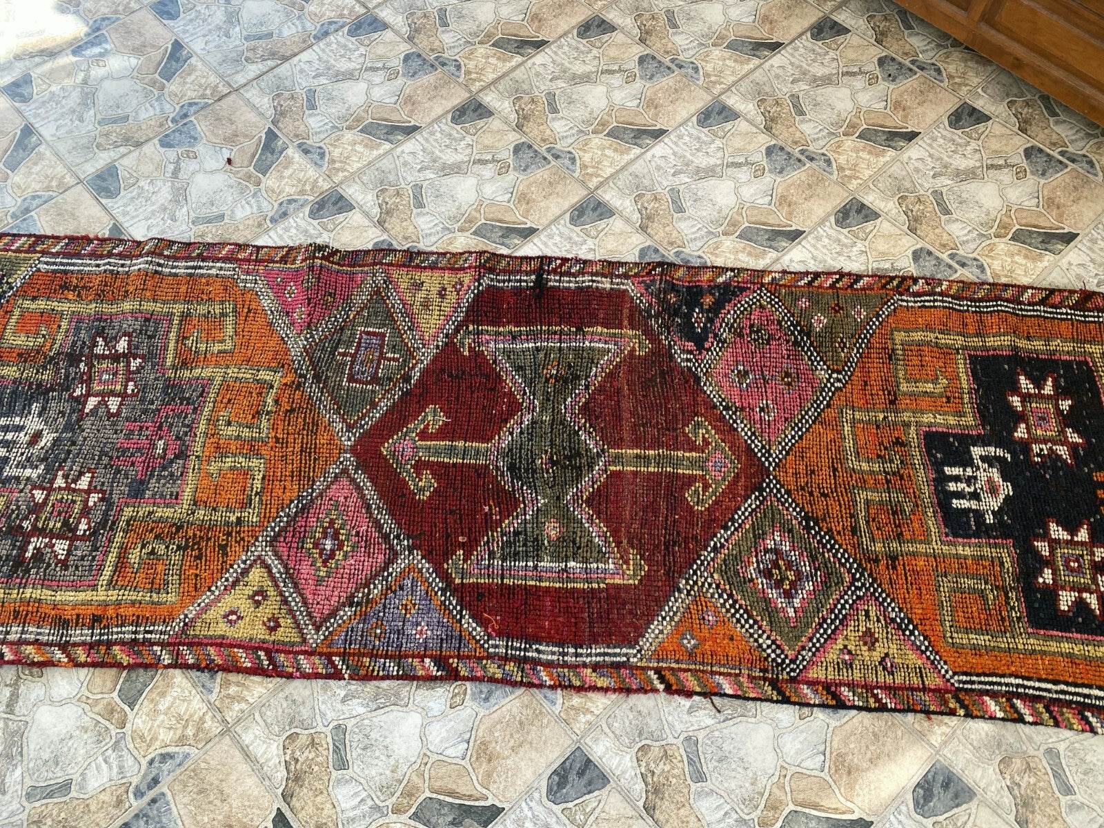 Vintage Kurdish Herki Rug | 1960s Turkish Anatolian Hand-Knotted Wool Runner Rug
