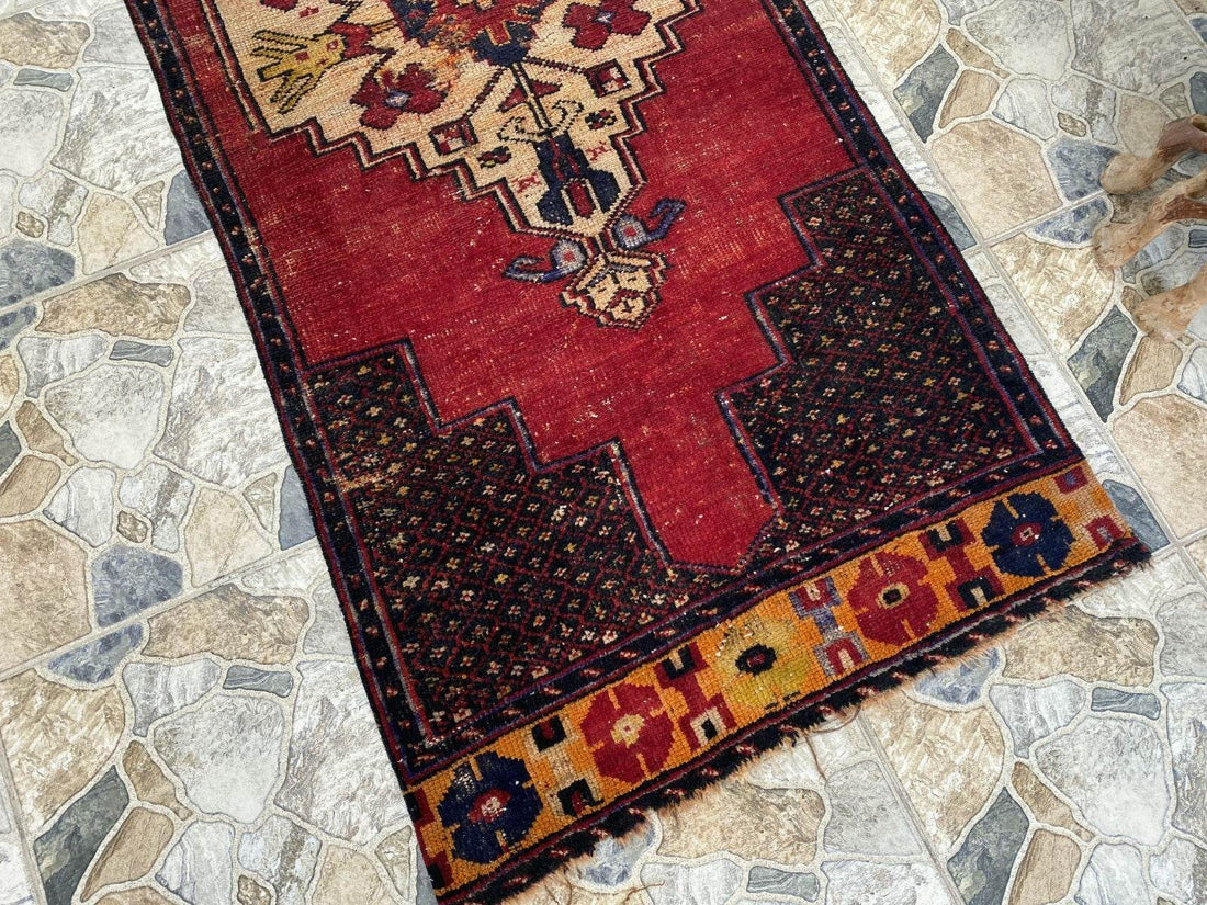 Vintage Turkish Anatolian Rug | 3 x 7.15 ft | Farmhouse Hand-Knotted Wool Carpet