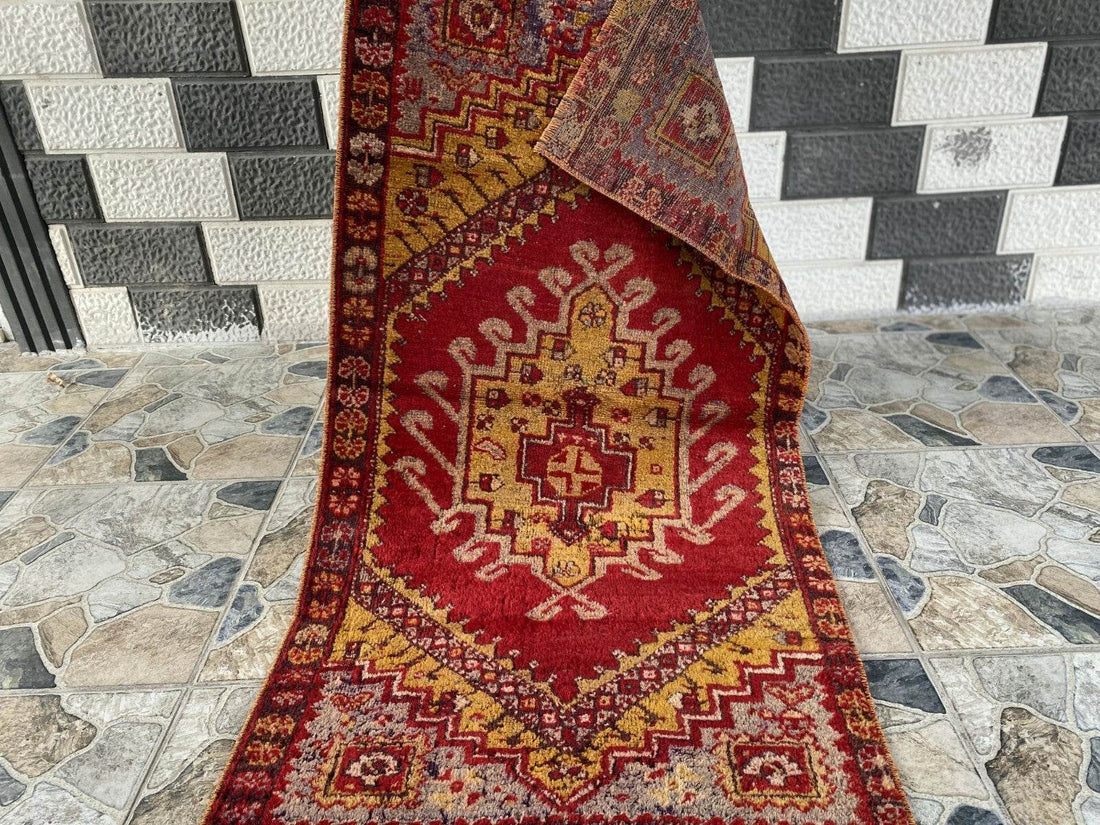 Handmade Turkish Vintage Rug | 1970s Wool Tribal Farmhouse Antique Small Carpet