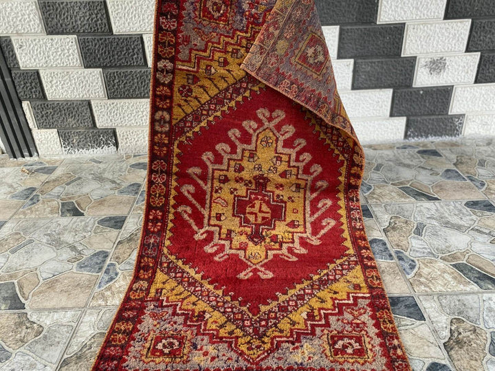 Handmade Turkish Vintage Rug | 1970s Wool Tribal Farmhouse Antique Small Carpet