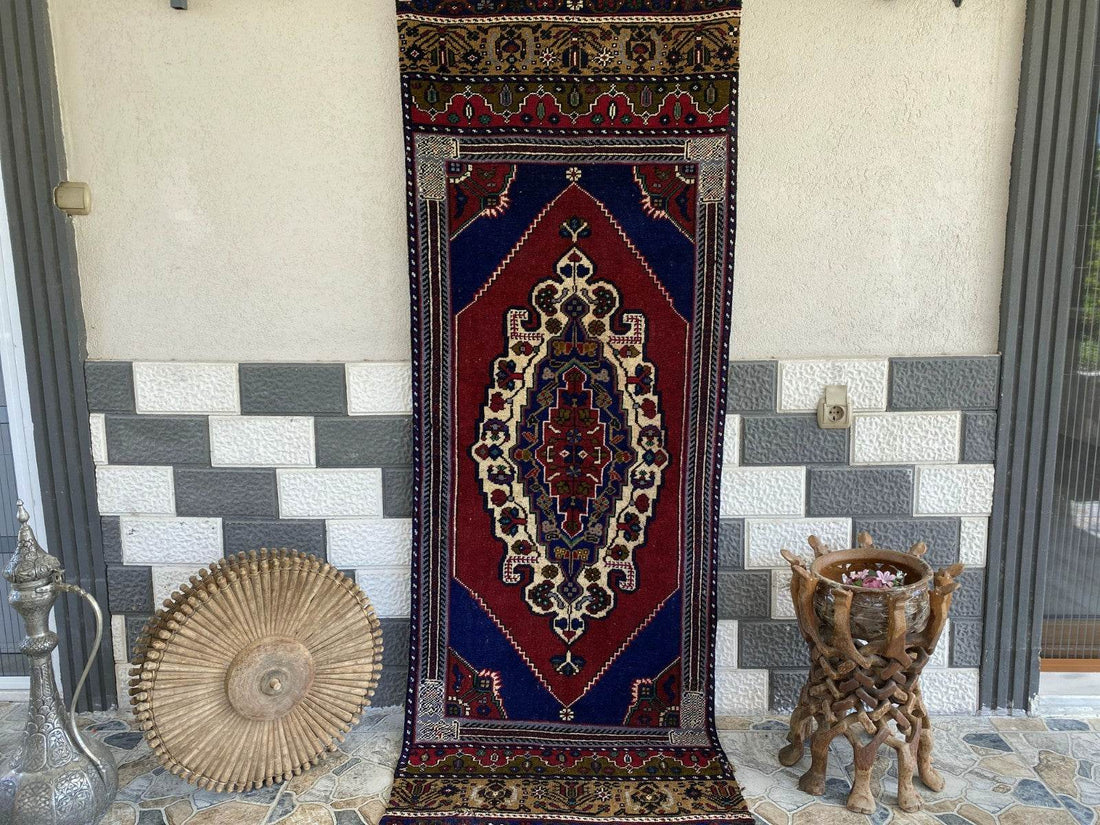 Vintage Turkish Runner Rug | 2.7 x 7.5 ft Hand-Knotted Wool Antique Hallway Rug