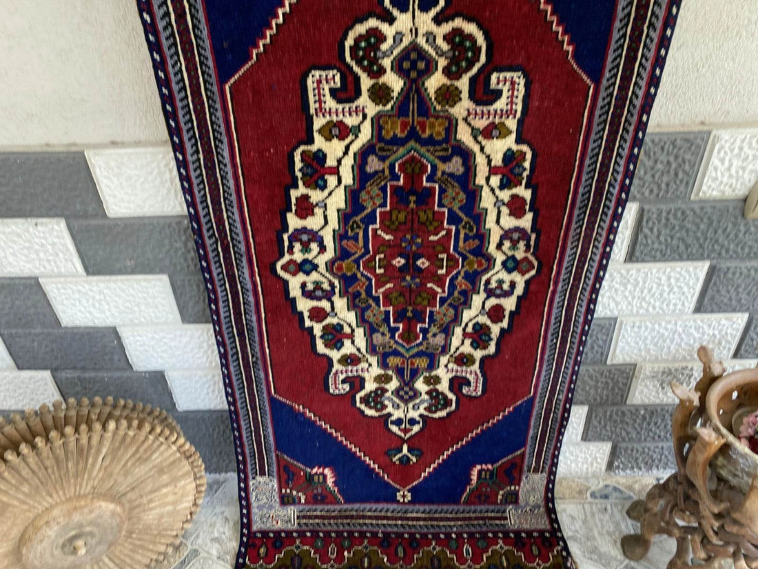 Vintage Turkish Runner Rug | 2.7 x 7.5 ft Hand-Knotted Wool Antique Hallway Rug