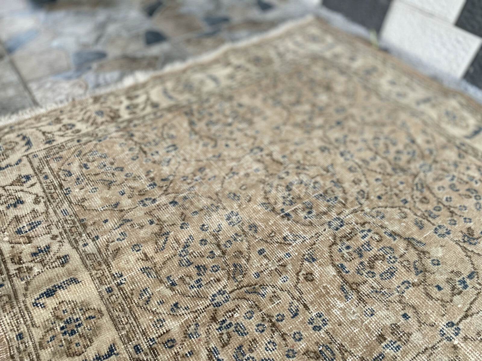 Vintage Turkish Rug | Anatolian Antique Wool Farmhouse Handmade Carpet 3.7x6.6ft