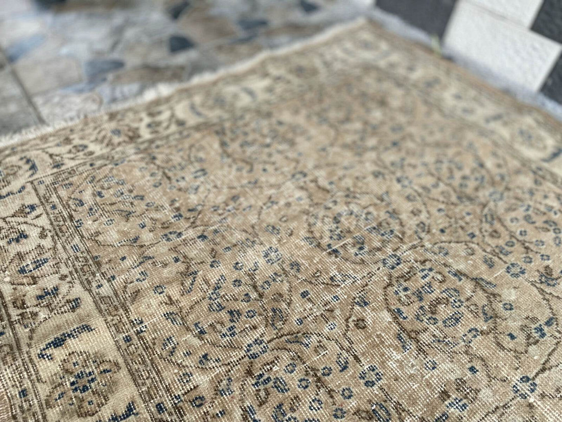 Vintage Turkish Rug | Anatolian Antique Wool Farmhouse Handmade Carpet 3.7x6.6ft