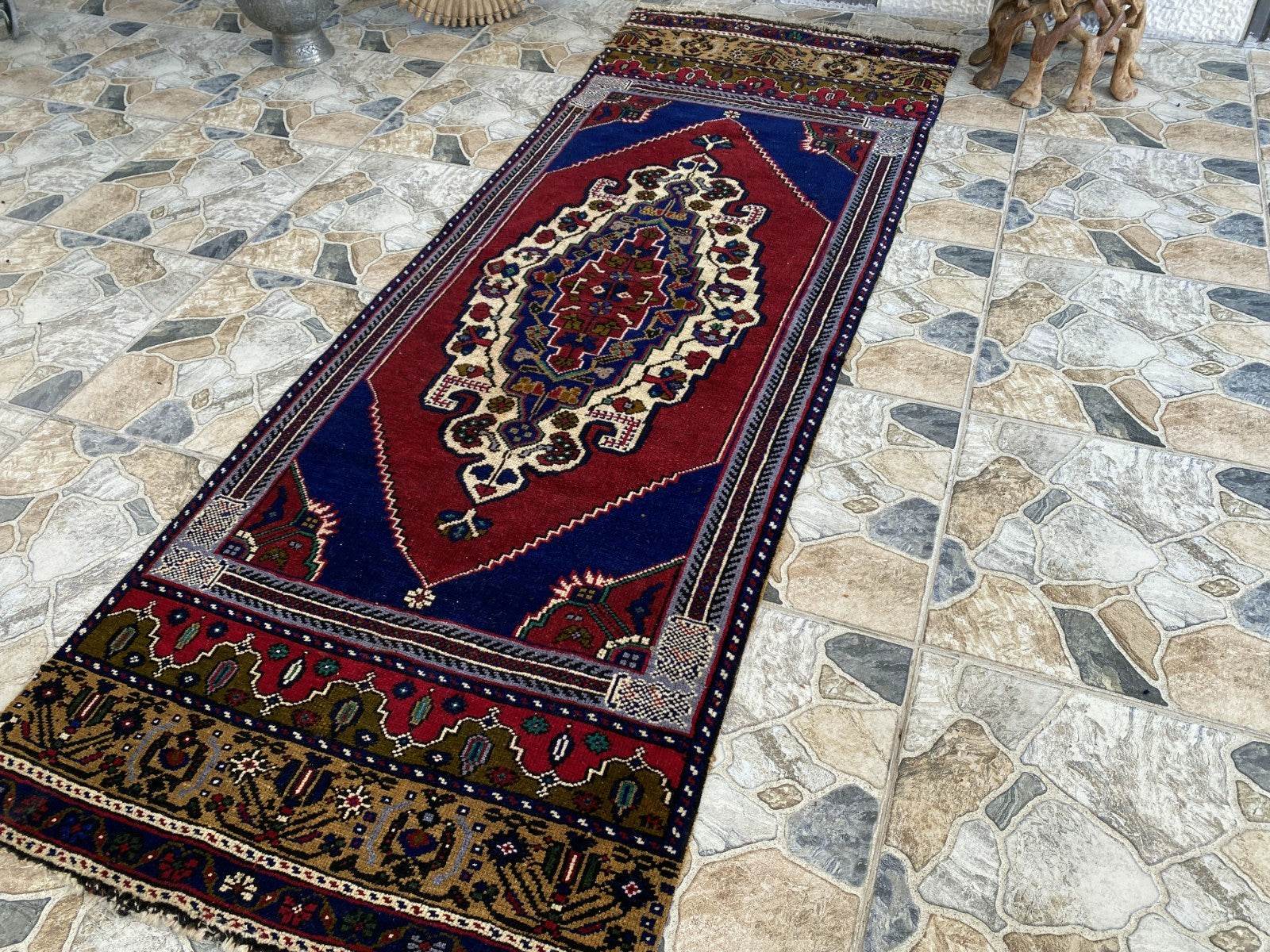 Vintage Turkish Runner Rug | 2.7 x 7.5 ft Hand-Knotted Wool Antique Hallway Rug