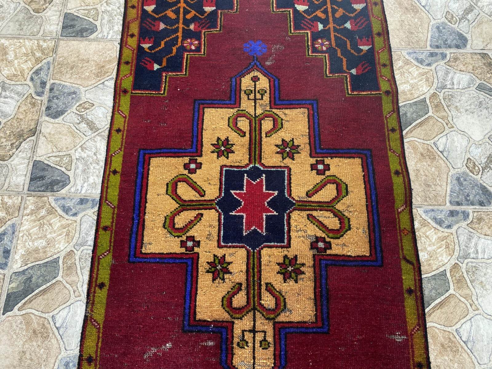 Vintage Anatolian Oushak Runner Rug | 2.6 x 9.3 ft Hand-Knotted Wool Tribal Rug