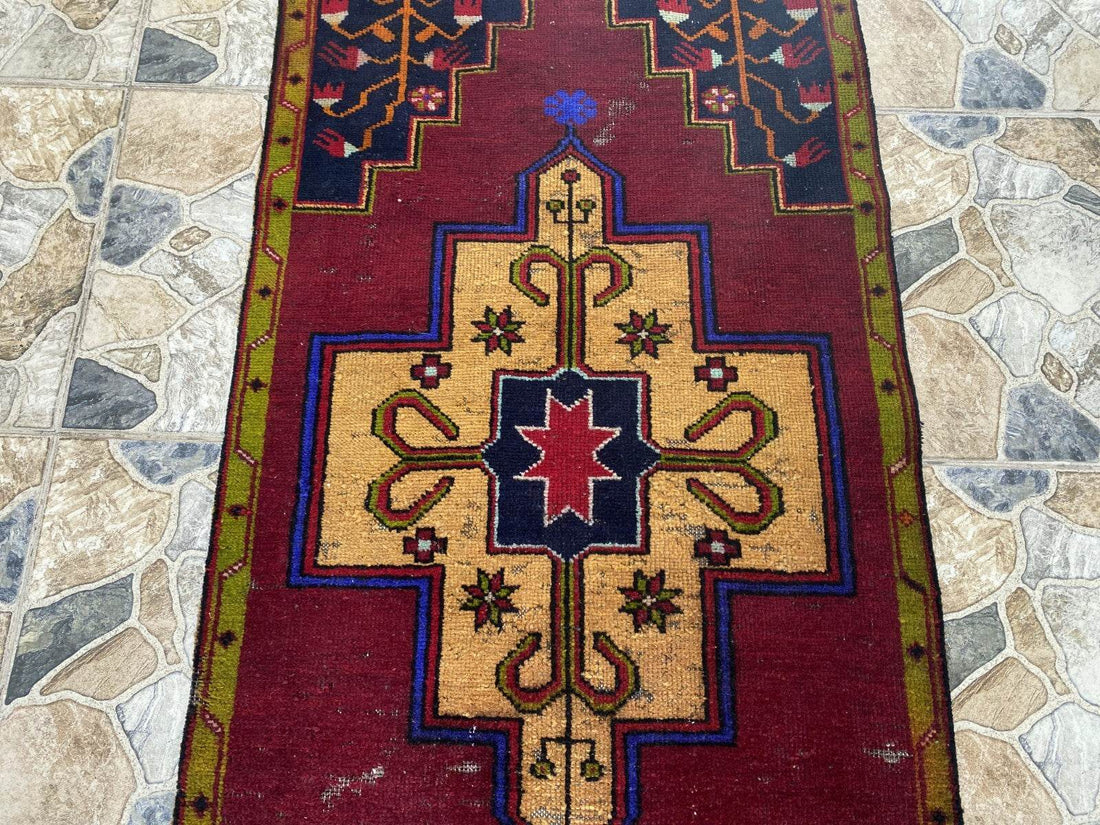 Vintage Anatolian Oushak Runner Rug | 2.6 x 9.3 ft Hand-Knotted Wool Tribal Rug