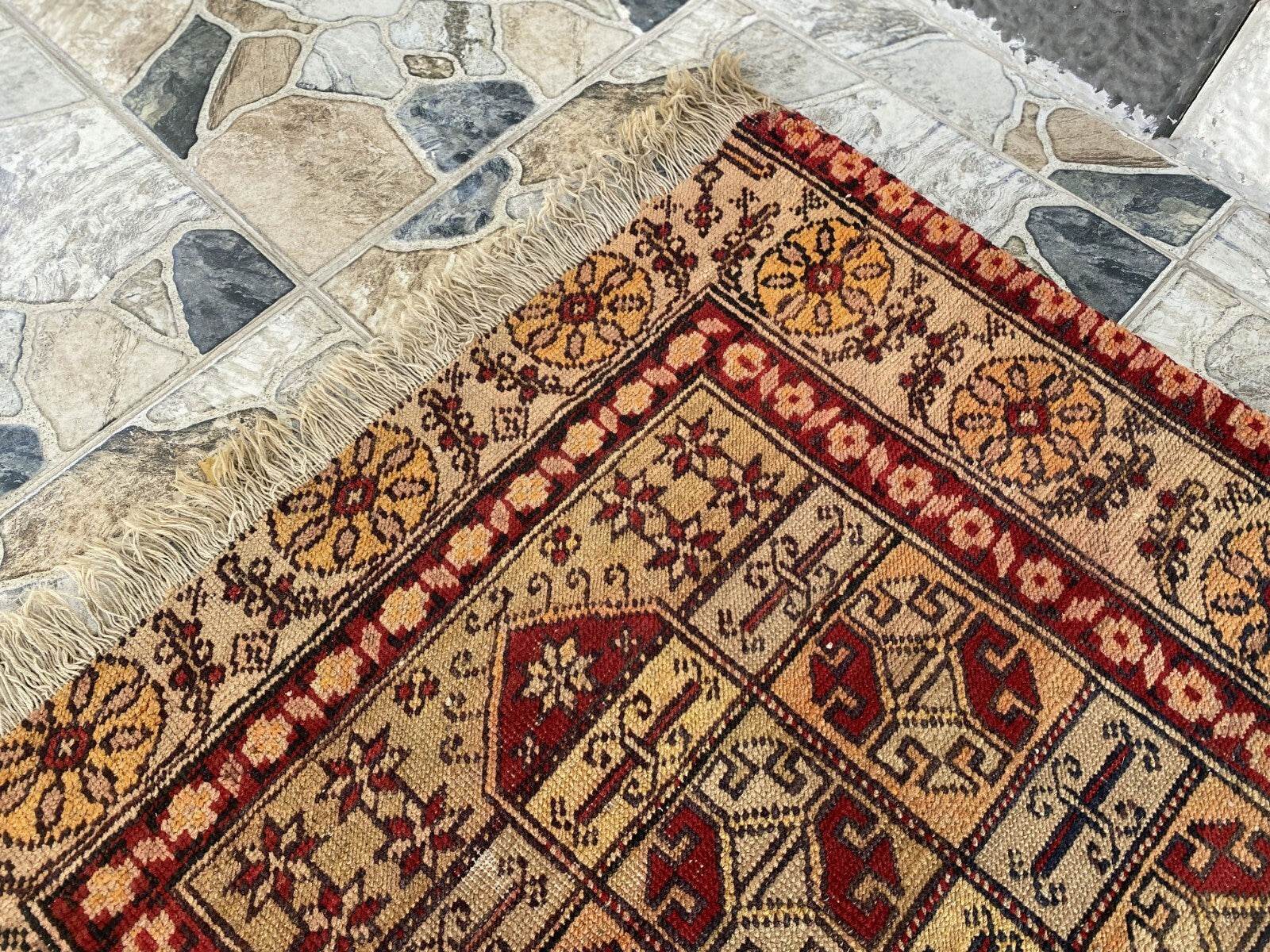 Pre 1920’s ANTIQUE ARMENIAN AREA RUG GEOMETRIC TRIBAL FARMHOUSE VINTAGE CARPET