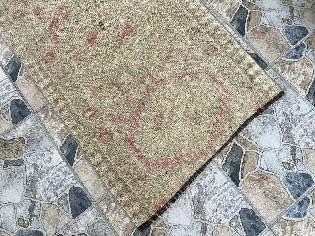 Vintage Rug | Wool Runner Antique Farmhouse Anatolian Handmade Turkish Rug 2x6ft
