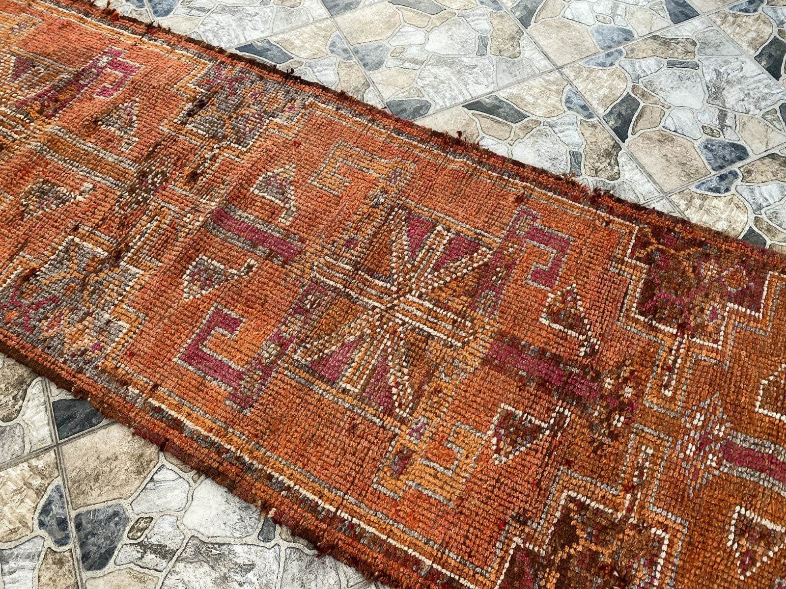 Vintage Kurdish Rug | Tribal Hand-knotted Wool Farmhouse Herki Antique 3 x 11 ft